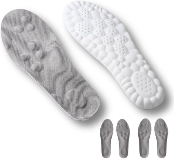 2 Pairs 4D Cloud Insoles for Men Women, Cuttable Soft Memory Foam  Insoles for Anti Fatigue, Shock Absorption, Foot Pain Relief
