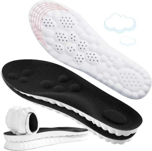 4D Cloud-Like Comfort Soles for Men - Soft Memory Foam Cushioning Insoles - Trim to Fit  Insoles with Arch Support for Foot Pain Relief and Fatigue Reduction