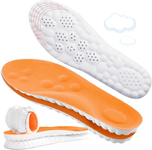 4D Cloud-Like Comfort Soles for Men - Soft Memory Foam Cushioning Insoles - Trim to Fit  Insoles with Arch Support for Foot Pain Relief and Fatigue Reduction