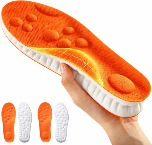 2 Pairs Massage Insoles for Men Women - 4D Cloud Orthopedic Insoles, Memory Foam Cushion Insole, Shock Absorption & Arch Support
