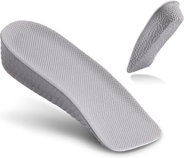 Height Increase Insoles - Foot Arch Contour Shoes Lifts for Women Orthopedic Heel Lift Cushion Gel Leg Discrepancy Balancer, Women's Size , Grey